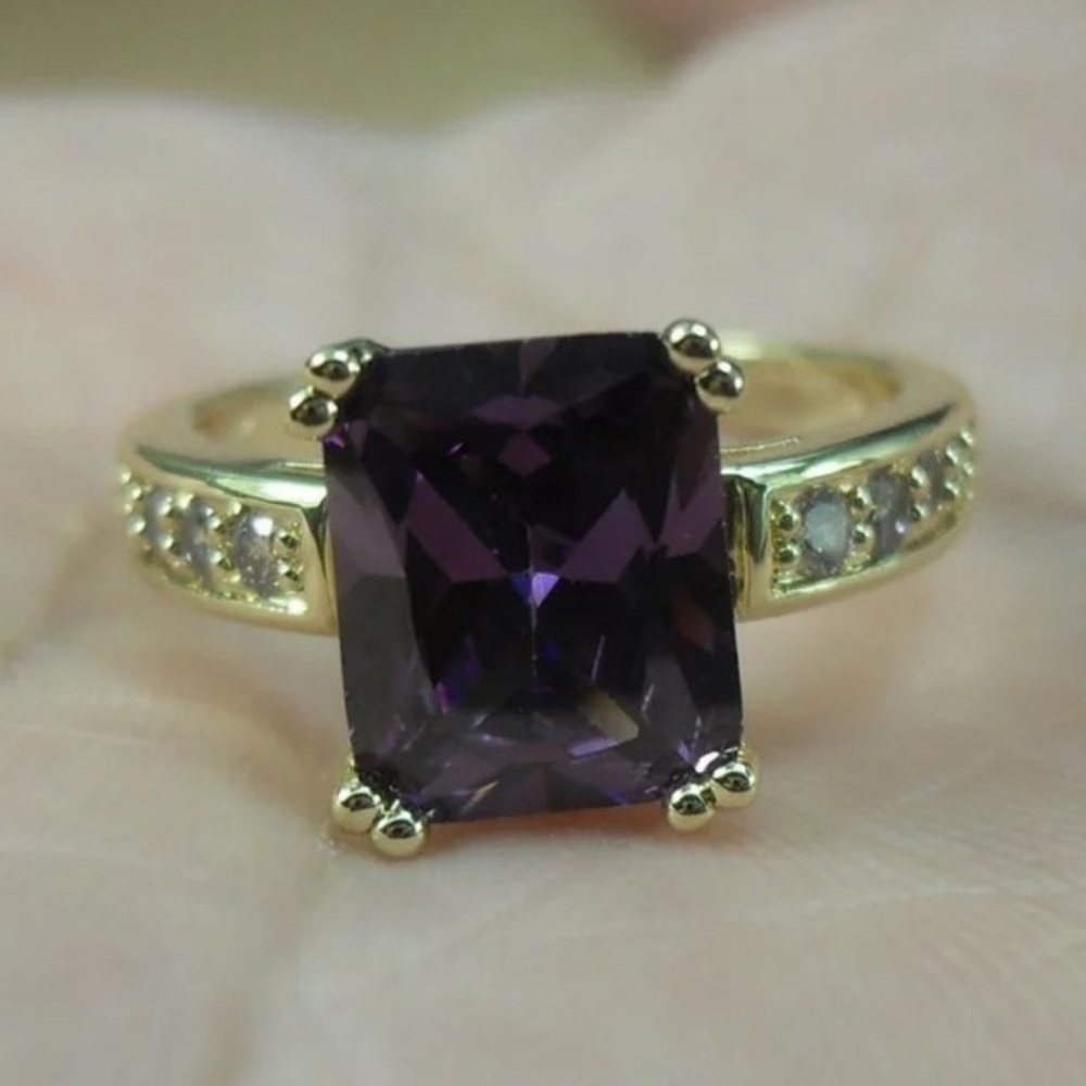 New Square Step Cut 1 7/8ct Mystic Topaz Diamond Ring in 14K Yellow Gold - Picture 6 of 16
